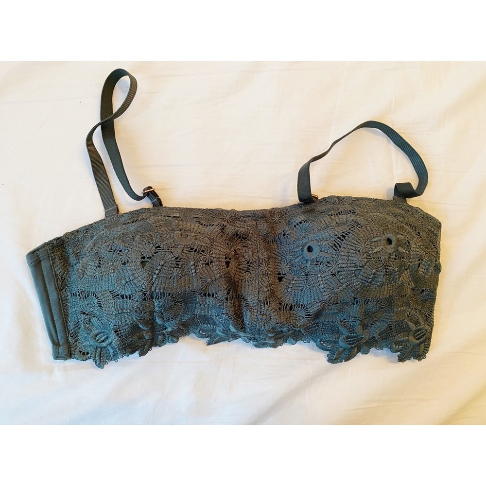 Olive green aerie bandeau lace bra